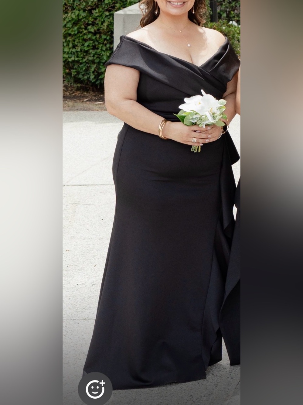 Xscape Black Off-Shoulder Evening Gown